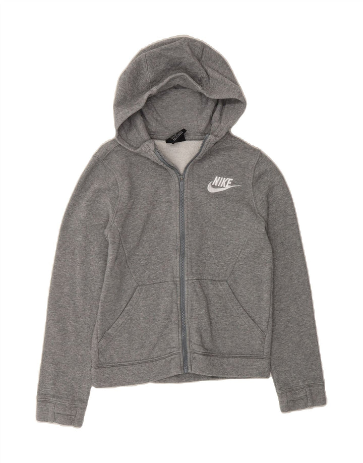 NIKE Boys Zip Hoodie Sweater 10-11 Years Medium Grey Cotton Vintage Nike and Second-Hand Nike from Messina Hembry 