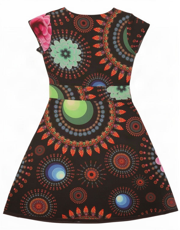 Desigual Womens Graphic A-Line Dress UK 12 Medium Multicoloured Floral