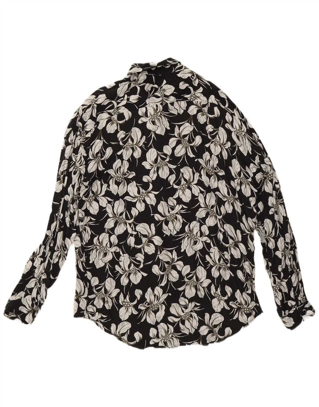 Zara Herre Slim Fit Skjorte Stor Sort Blomster