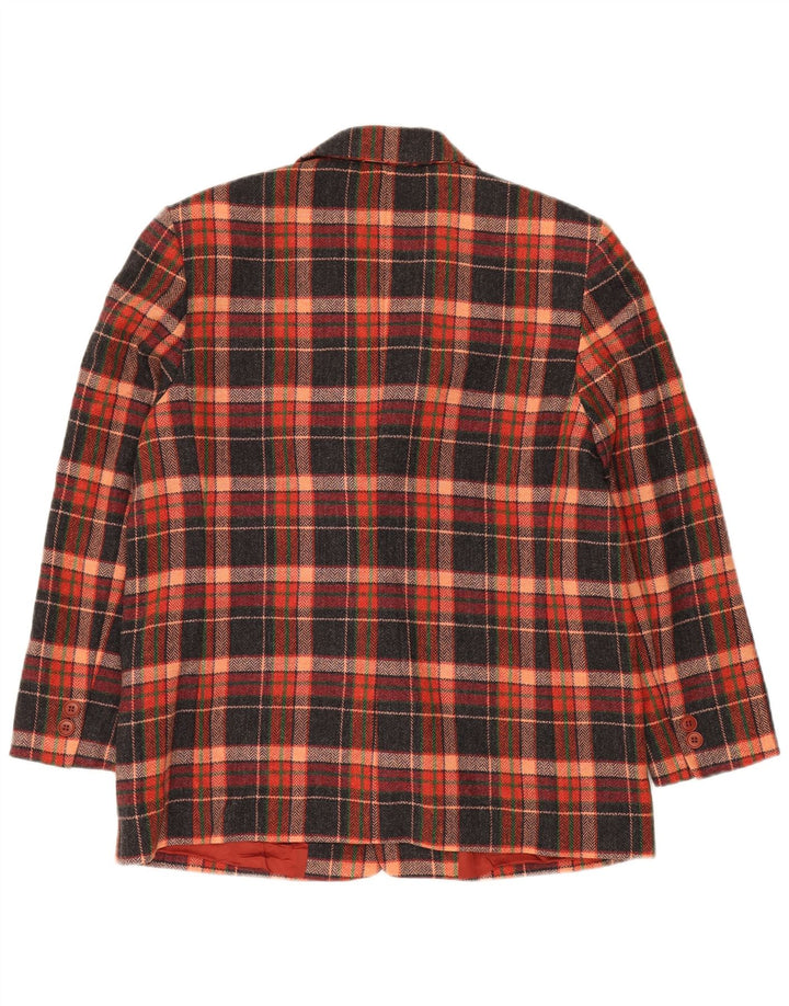 VINTAGE Dame 2-knaps blazerjakke IT 47 Stor flerfarvet ternet