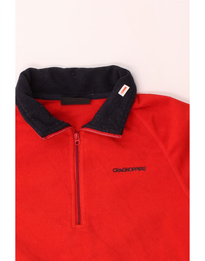 CRAGHOPPERS Mens Zip Neck Fleece Jumper Medium Red Colourblock Polyester Vintage CRAGHOPPERS and Second-Hand CRAGHOPPERS from Messina Hembry 