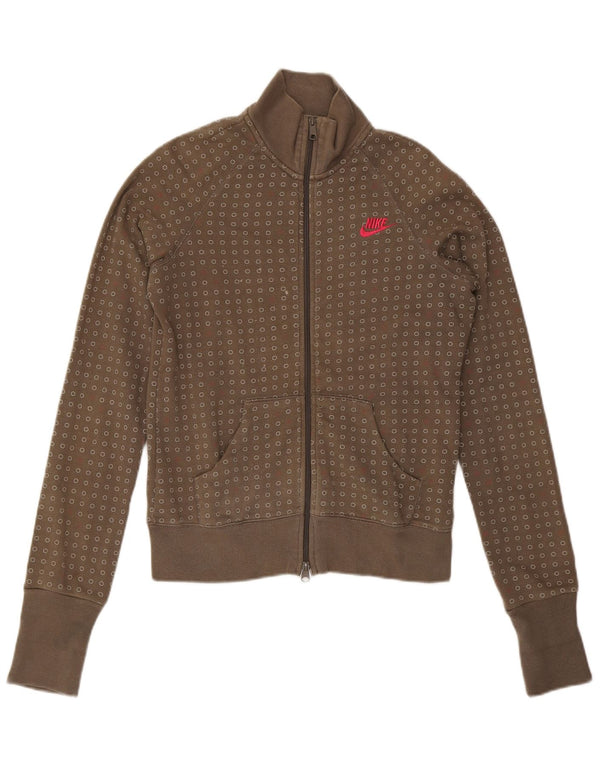 NIKE træningsdragt topjakke til kvinder UK 14 Stor Khaki plettet bomuld