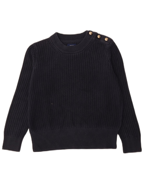 Gant Dame Oversized Boat Neck Jumper Sweater UK 6 XS Marineblå Bomuld