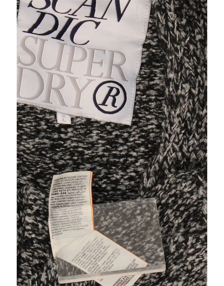 SUPERDRY Dame Oversized Longline cardigan sweater UK 18 XL Grå Flecked