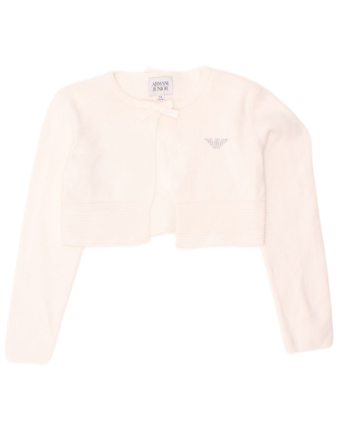 Armani Junior Girls Crop Cardigan sweater 4-5 år Hvid