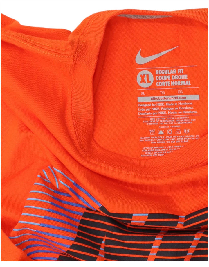 NIKE Herre Regular Fit grafisk T-shirt Top XL Orange Bomuld