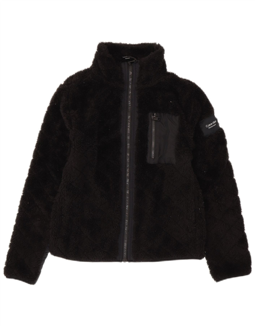 CALVIN KLEIN Dame Performance Fleecejakke UK 14 Medium Sort Polyester