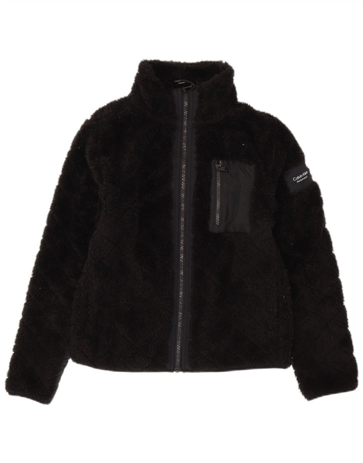 CALVIN KLEIN Dame Performance Fleecejakke UK 14 Medium Sort Polyester