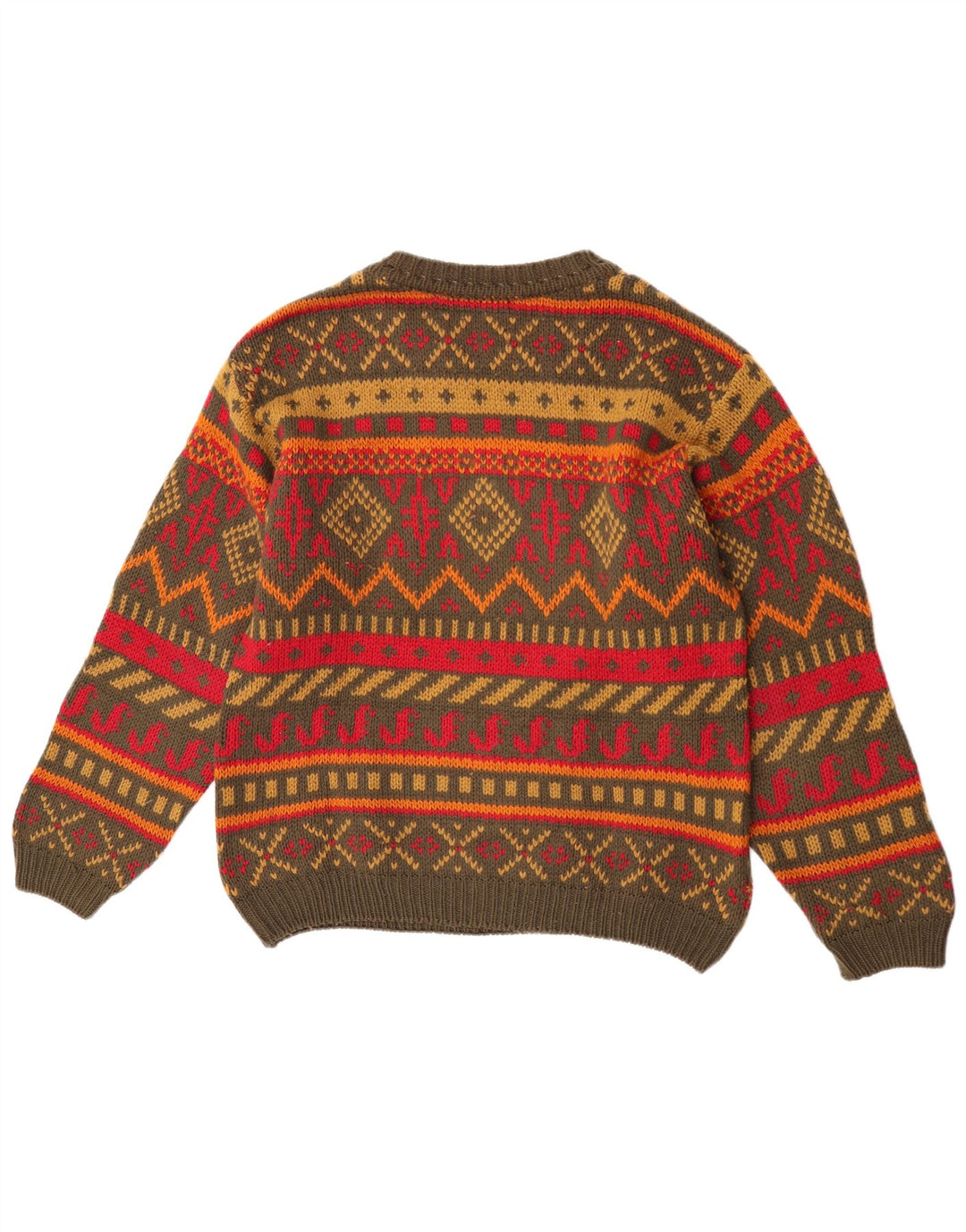 Chambers Herre Crew Neck Jumper Sweater Medium Grøn Geometrisk Uld