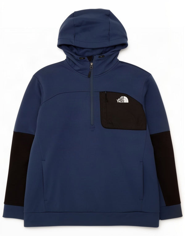 The North Face Mens Zip Neck Hoodie Jumper Large Navy Blue Colourblock