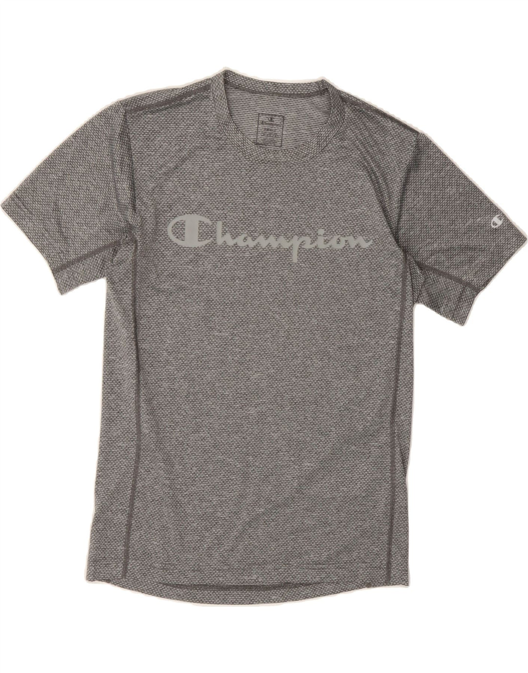 CHAMPION Mens Graphic T-Shirt Top Small Grey Polyester Vintage Champion and Second-Hand Champion from Messina Hembry 