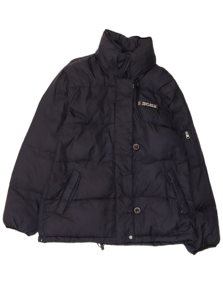 Dkny Dame Oversized Polstret Jakke UK 10 Small Navy Blue Nylon