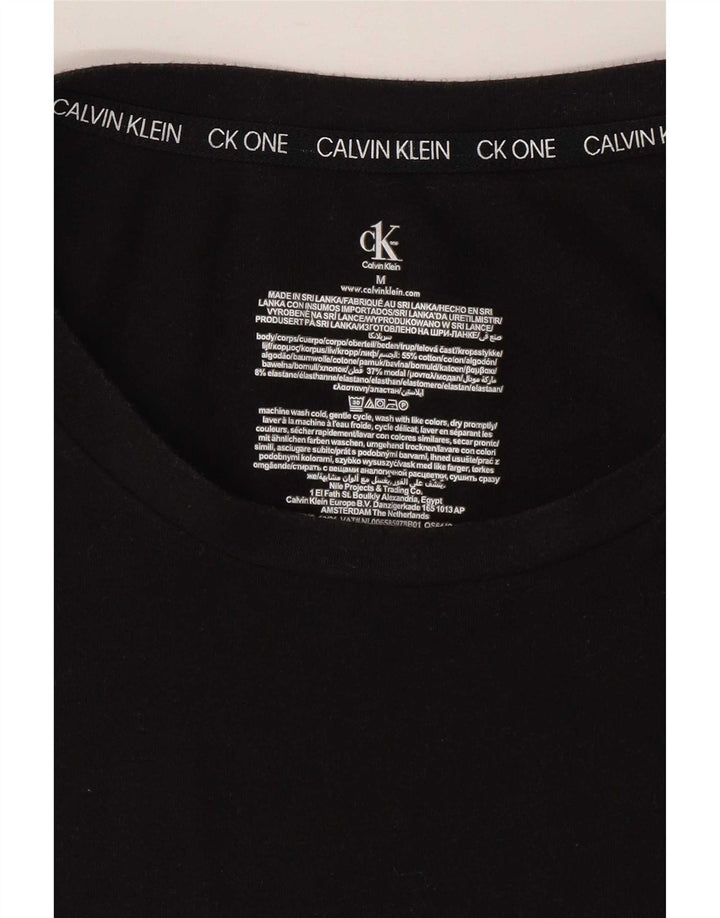 Calvin Klein Dame T-Shirt Top UK 12 Medium Sort Bomuld