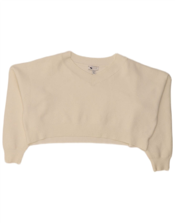 Topshop Womens Crop Oversized V-hals sweater UK 14 Medium White