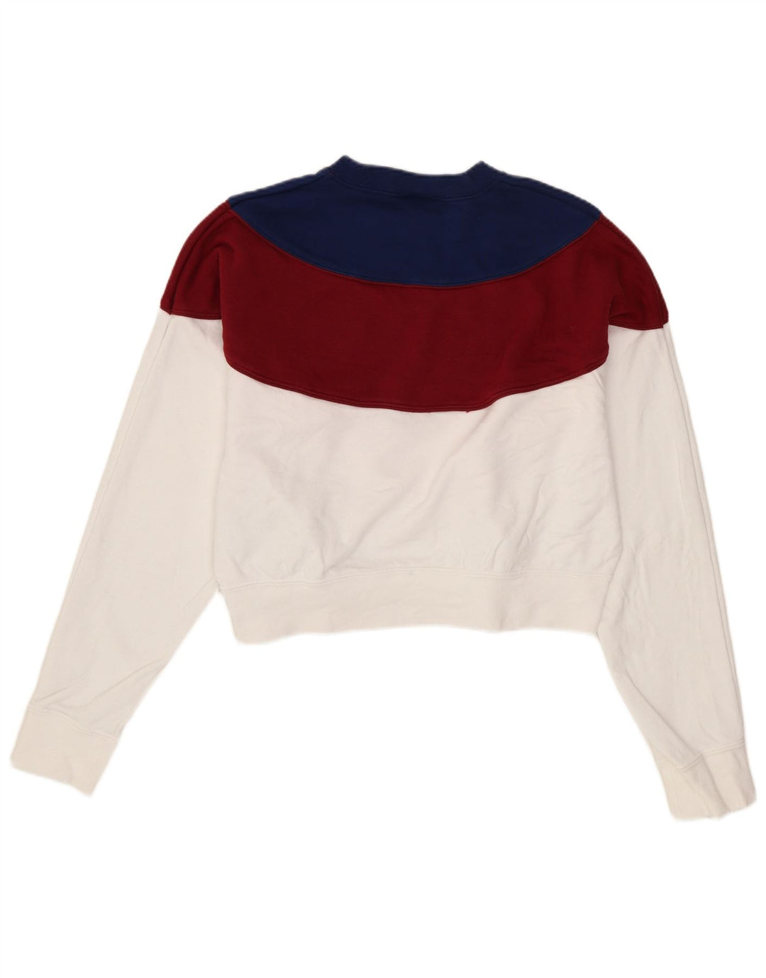 Nike Womens Crop Sweatshirt Jumper UK 14 Medium White Colourblock Bomuld