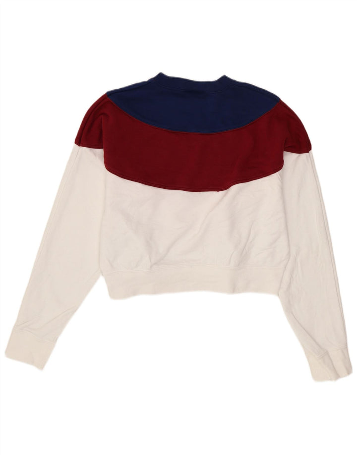 Nike Womens Crop Sweatshirt Jumper UK 14 Medium White Colourblock Bomuld