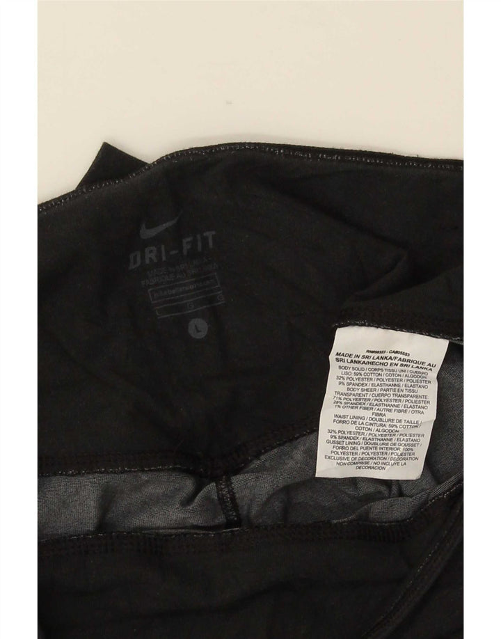 Nike Dame Capri Leggings UK 14 Stor sort stribet bomuld