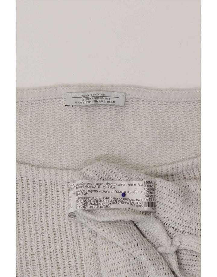 Zara Dame Top 3/4 ærmer UK 12 Medium White Bomuld