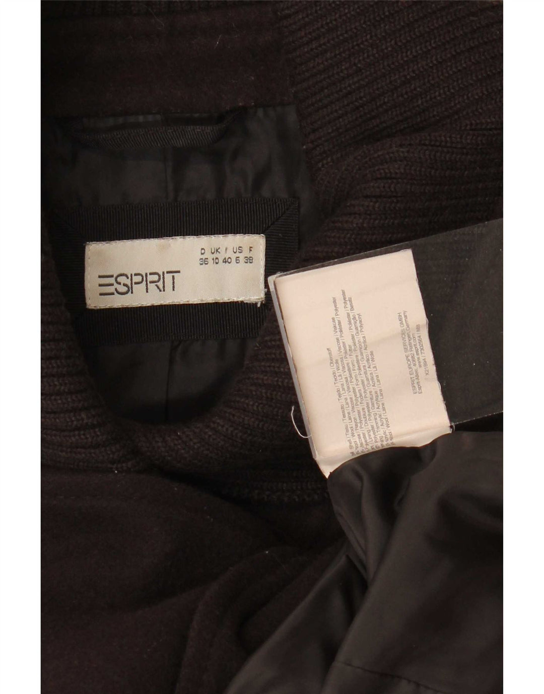 Esprit Womens Pea Coat UK 10 Small Brun Uld