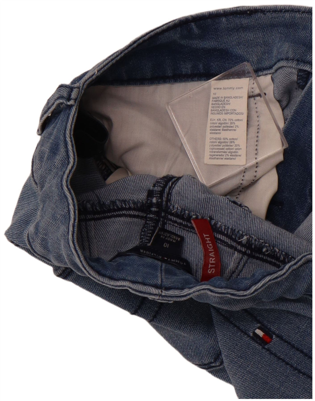 TOMMY HILFIGER Lige jeans til piger 9-10 år W24 L25 Marineblå bomuld