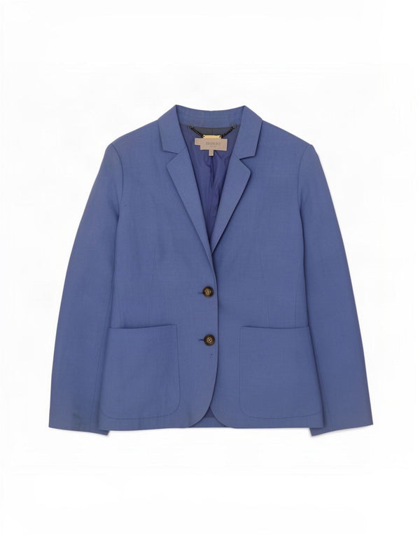 Hobbs Dame 2 Button Blazer Jacket UK 12 Medium Blue Linen