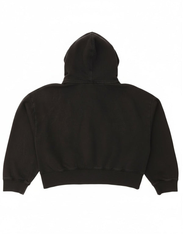 Calvin Klein Jeans Dame Crop Hættetrøje Sweater UK 14 Medium Sort