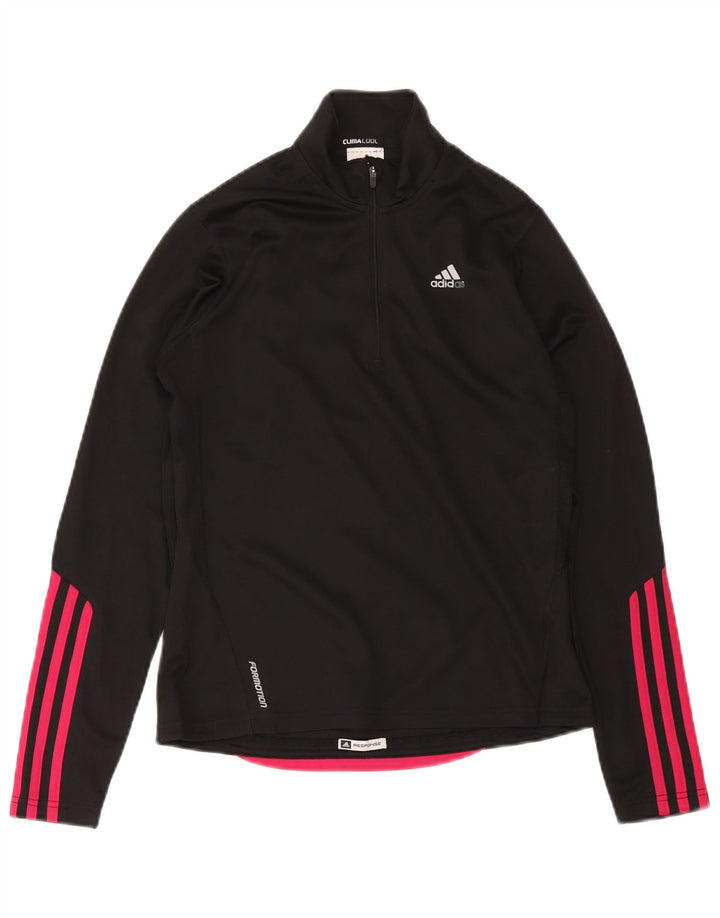Adidas Dame Climacool Pullover med lynlås-hals Træningsdragt Top UK 10 Small Black
