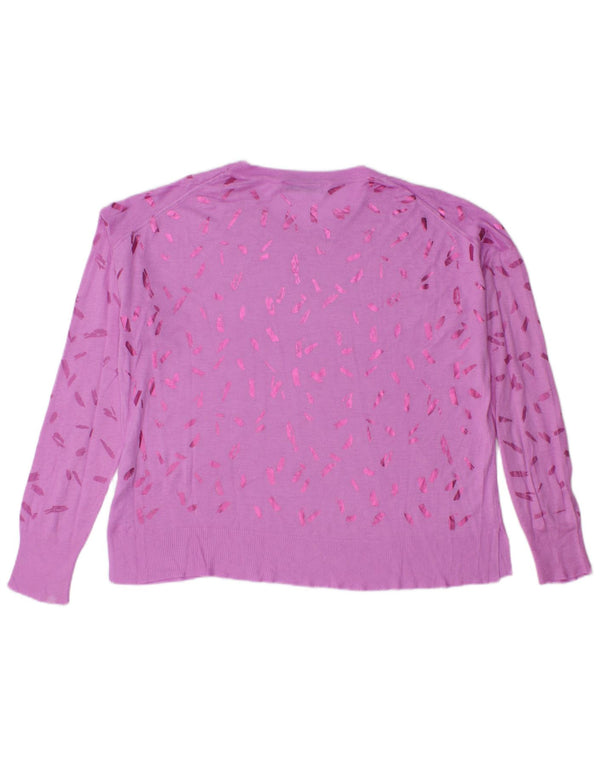 Zara kvinders abstrakt mønster rund hals sweater UK 14 Medium Pink