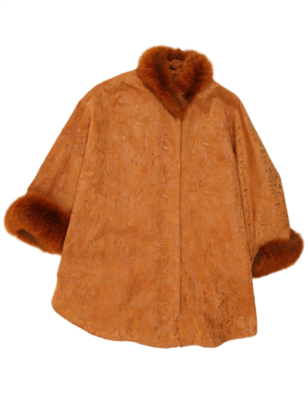 Vintage dame 3/4 ærmet ruskindsfrakke One Size brunt læder