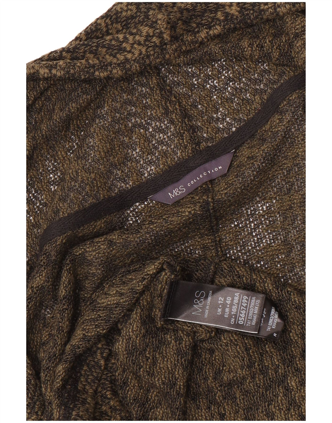Marks & Spencer dame cardigan sweater med 3/4 ærmer UK 12 Medium Khaki