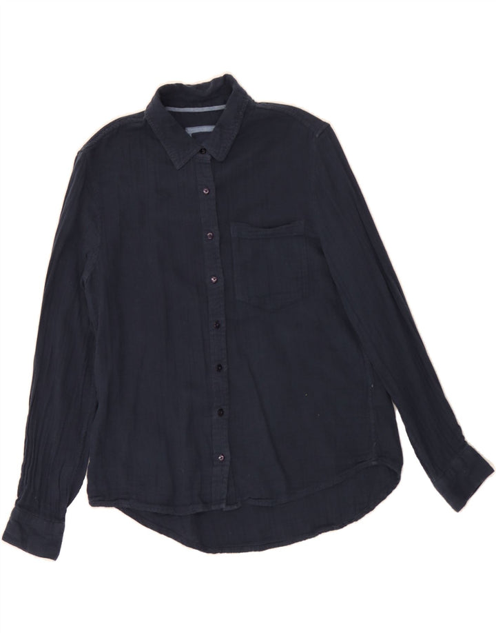 CREW CLOTHING Womens Shirt UK 8 Small Navy Blue Cotton Vintage Crew Clothing and Second-Hand Crew Clothing from Messina Hembry 