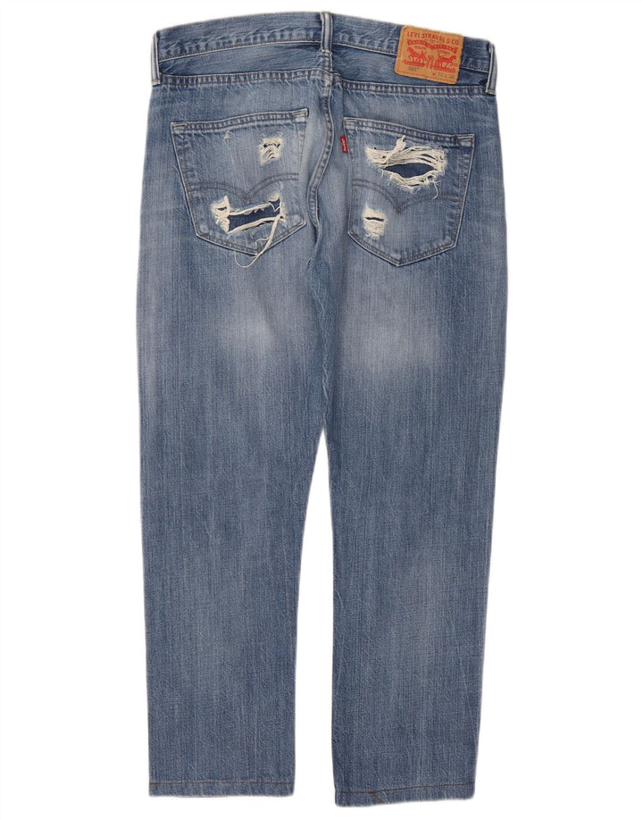 Levi's Herre 501 Distressed Straight Jeans W32 L26 Blå Bomuld