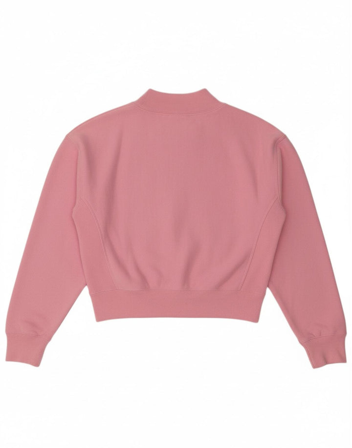 CHAMPION Womens Oversized Crop Sweatshirt Jumper UK 10 Small Pink Cotton