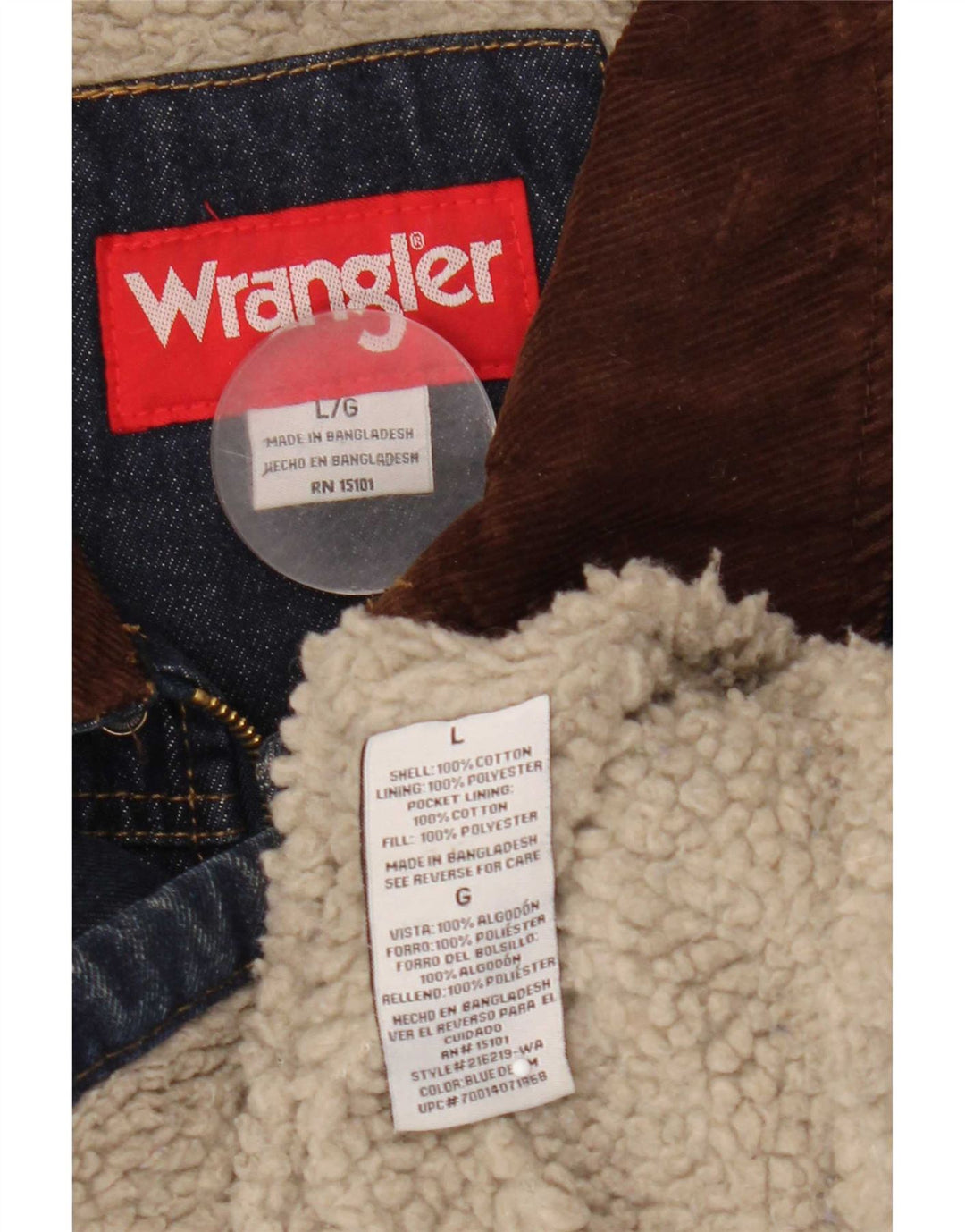 Wrangler Herre Sherpa Denimjakke UK 40 Stor Blå Bomuld