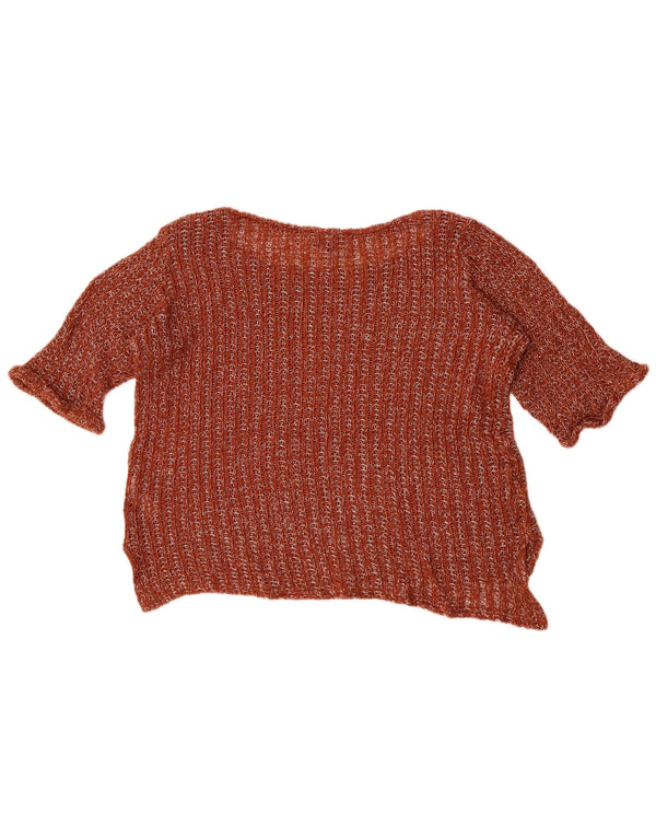 Topshop Womens Short Sleeve Boat Neck Jumper Sweater UK 10 Small Brown