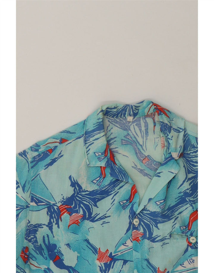 VINTAGE Mens Graphic Short Sleeve Shirt Small Blue Vintage Vintage and Second-Hand Vintage from Messina Hembry 