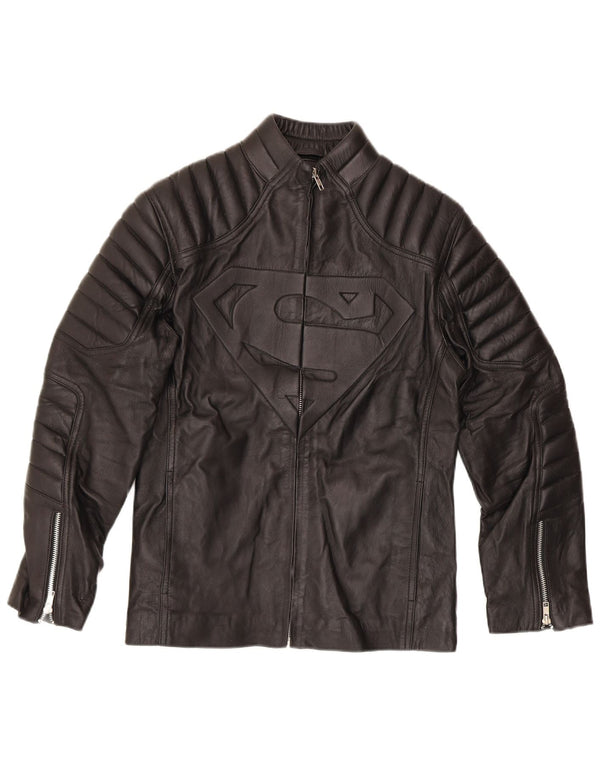 Vintage Herre Superman Graphic Moto Racer Jacket UK 40 Large Black Biker
