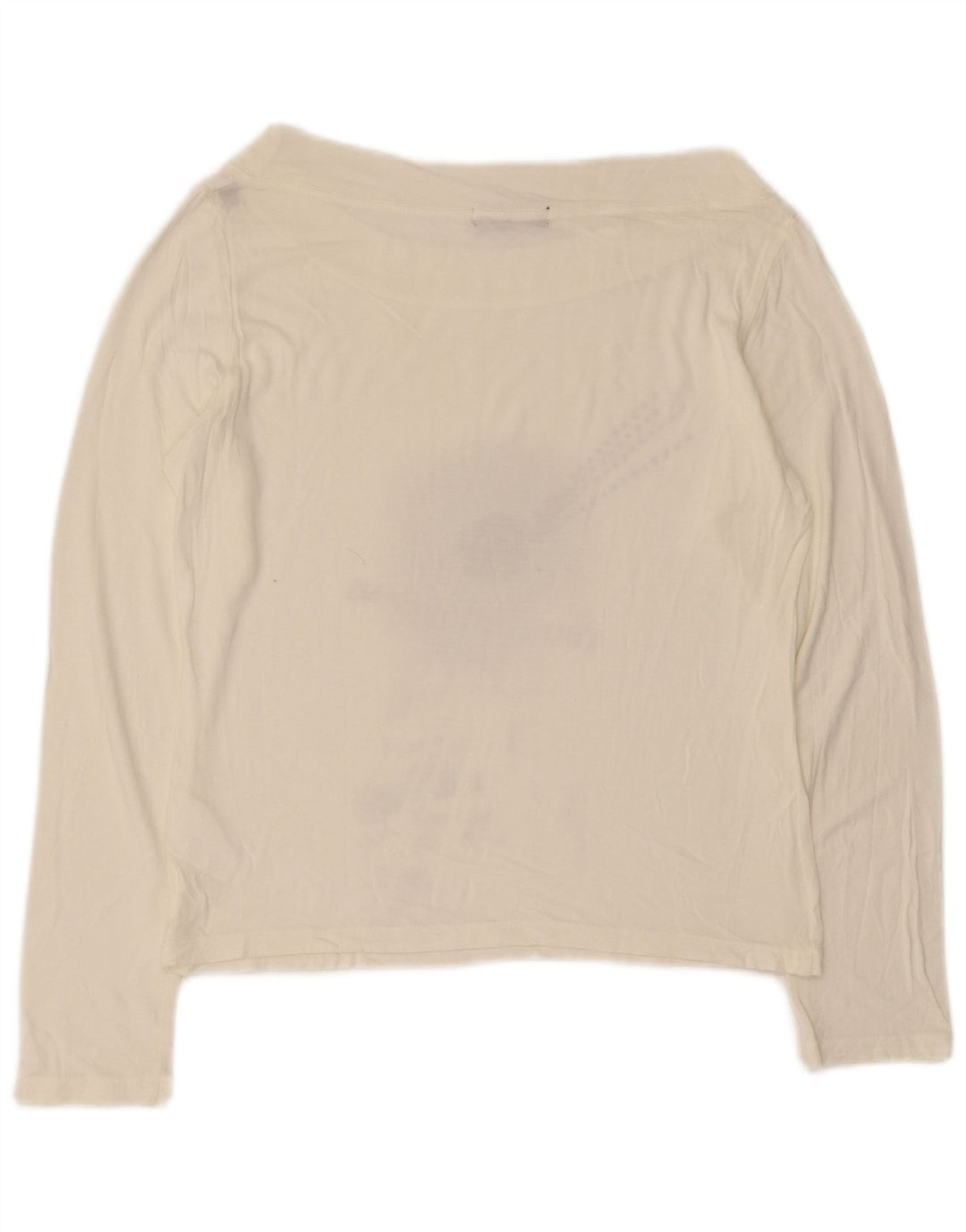 TRUSSARDI JEANS Dame Crop Grafisk Top Langærmet UK 12 Medium White