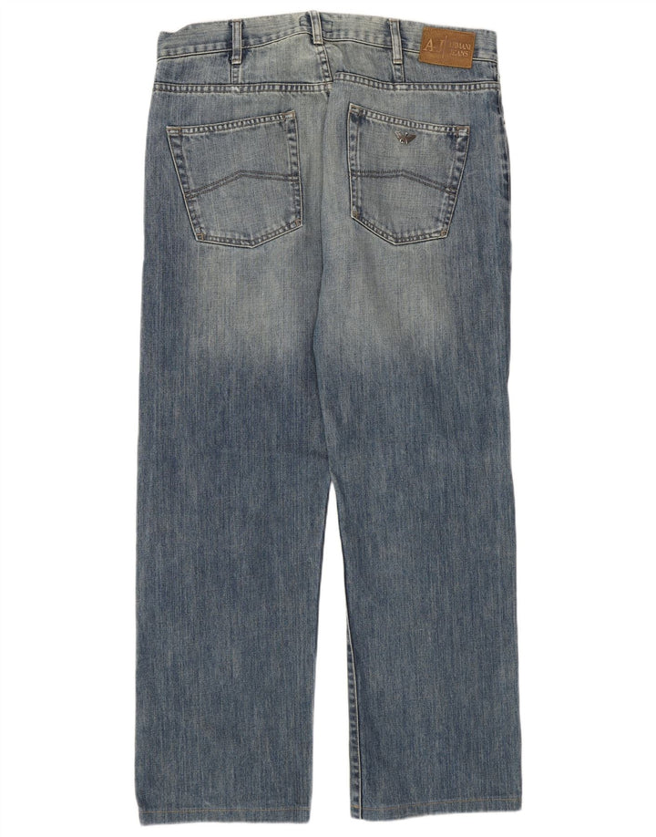Armani Herre Distressed Straight Jeans W36 L30 Blå Bomuld
