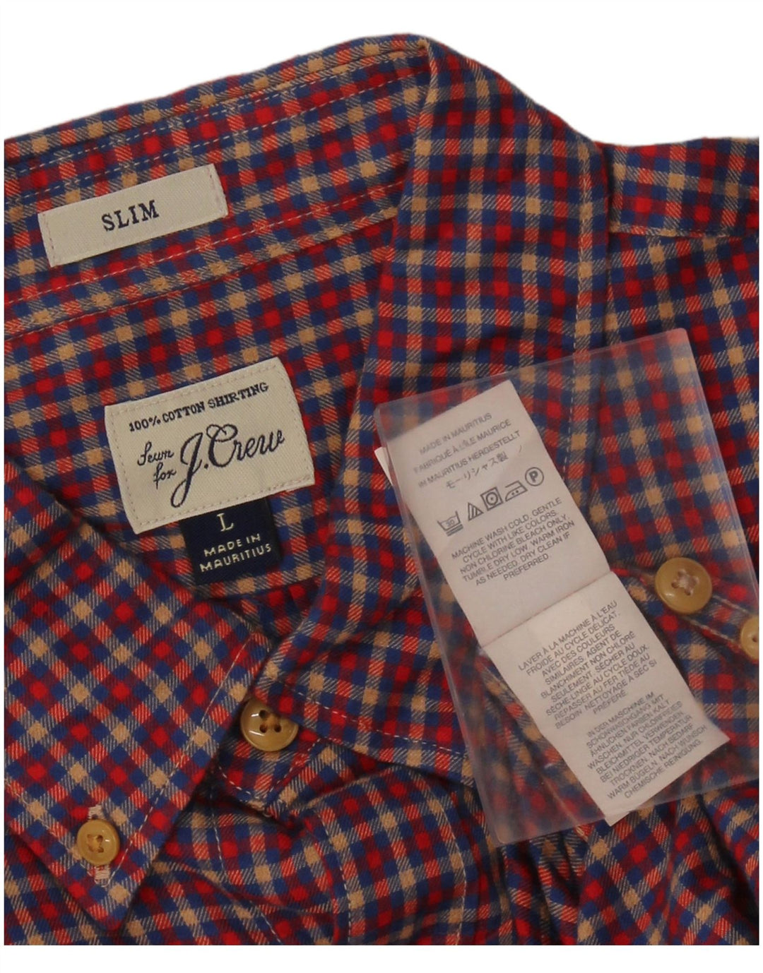 J. CREW Herre Slim Fit Flanellskjorte Stor rød ternet bomuld