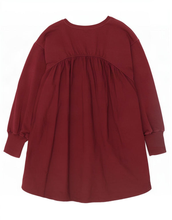 Zara Dame Sweatshirt Jumper Dress UK 14 Large Bourgogne Bomuld
