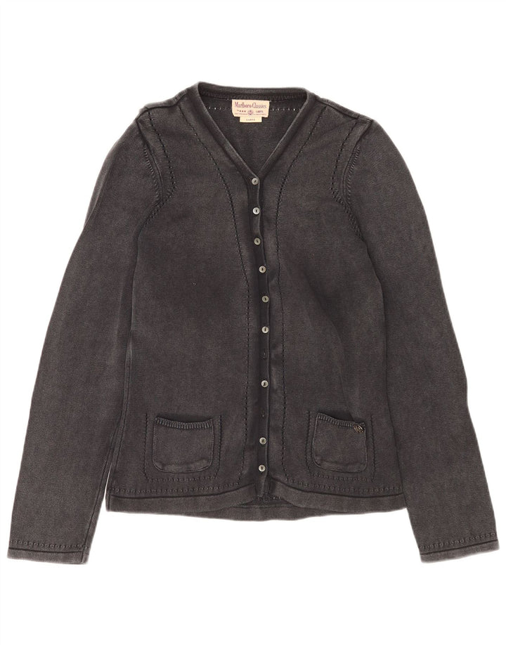 Marlboro Classics Dame Cardigan Sweater UK 14 Stor Grå Bomuld