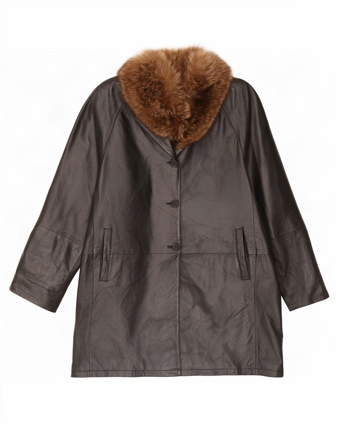Vintage kvinders oversize læderfrakke UK 18 XL Sort