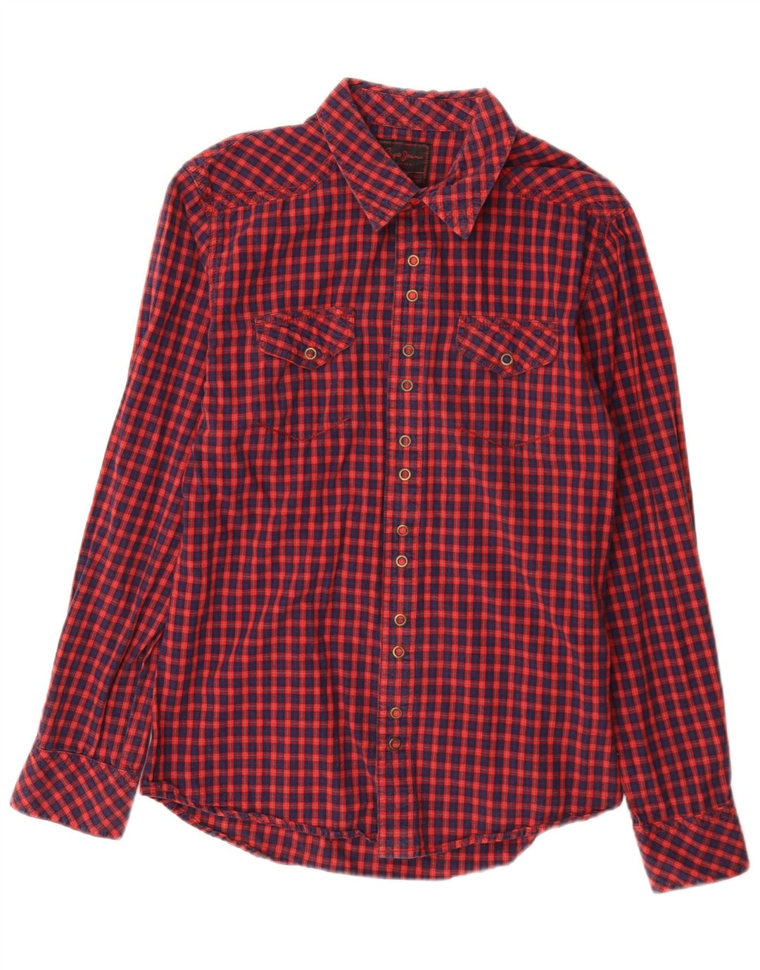 PEPE Jeans Herre grafisk flannel skjorte lille rød Gingham bomuld