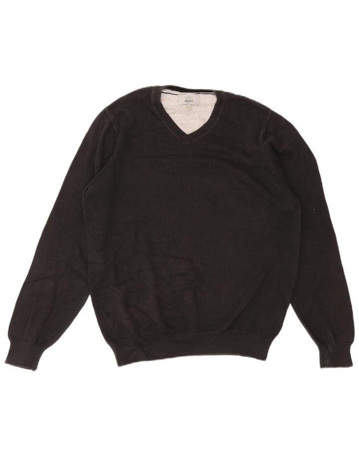 Marks & Spencer Herre Regular Fit V-hals sweater lille sort bomuld
