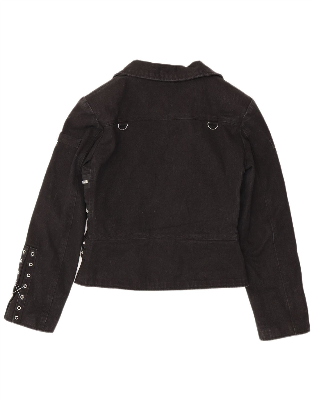 Hårdt lædertøj Dame Crop Biker Jacket UK 20 2XL Sort Bomuld