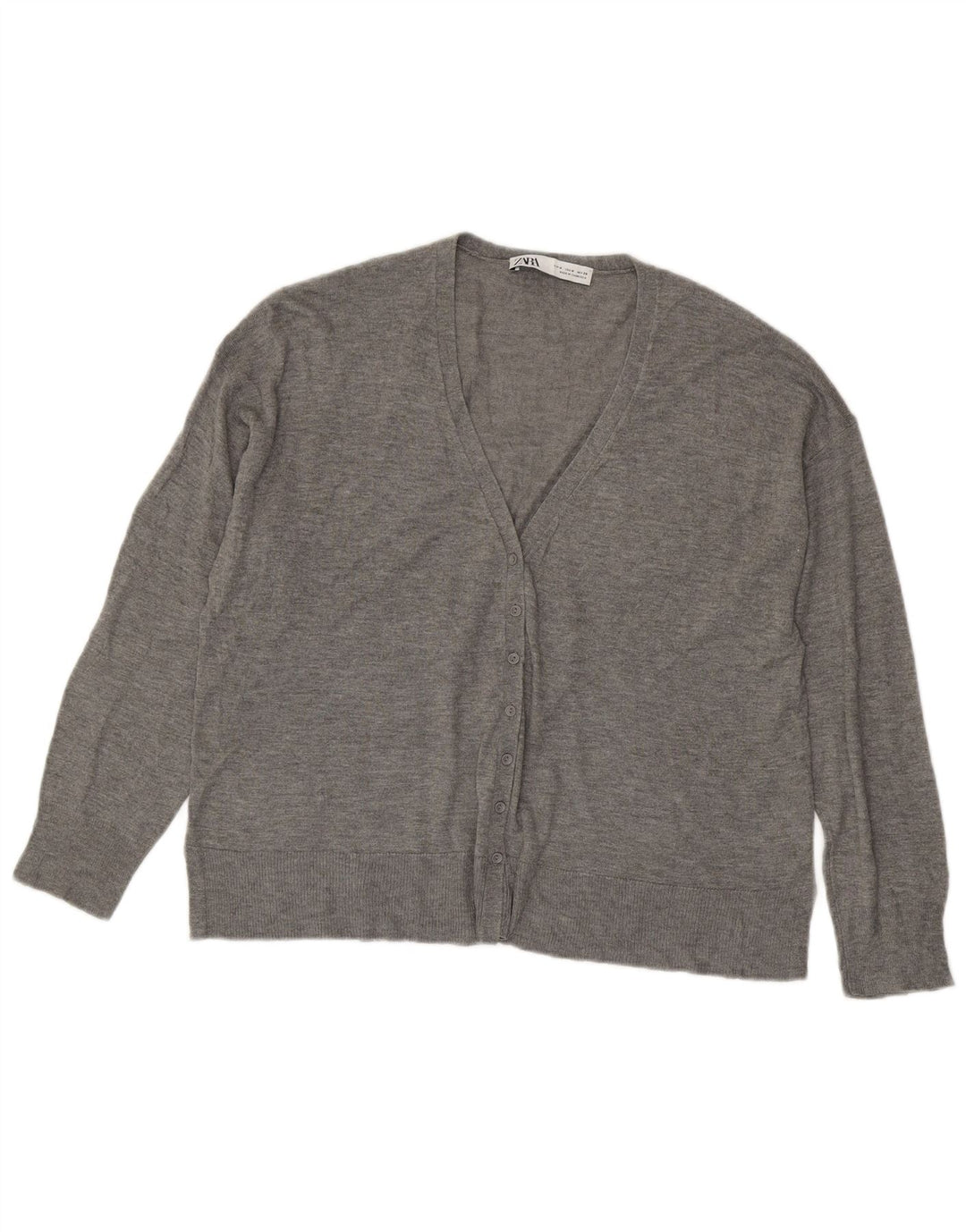 Zara Dame Cardigan Sweater UK 14 Medium Grey Viscose