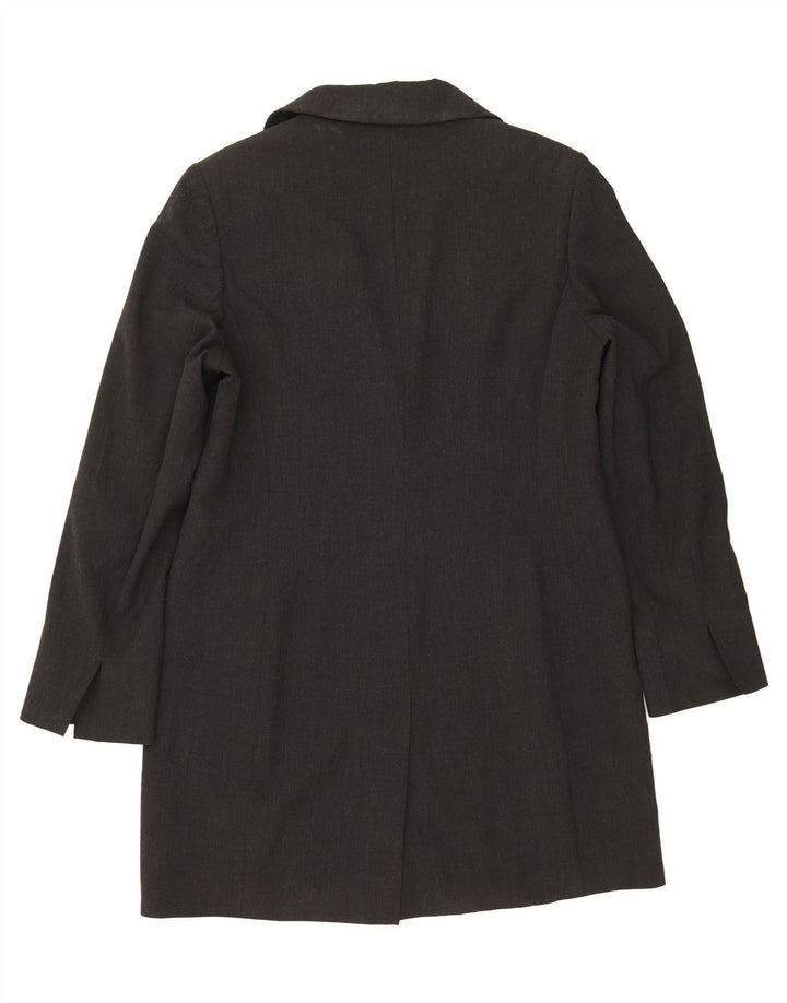 VINTAGE Womens Longline 2 Button Blazer Jacket UK 14 Large Grey Vintage Vintage and Second-Hand Vintage from Messina Hembry 