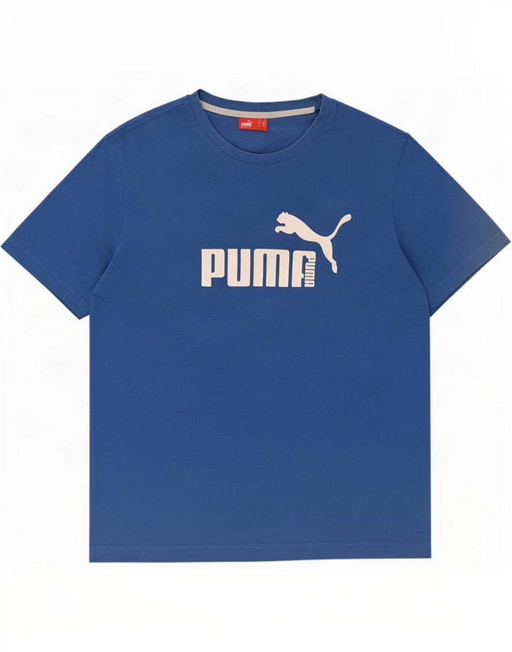 Puma Herre grafisk T-shirt Top Medium Blå Bomuld