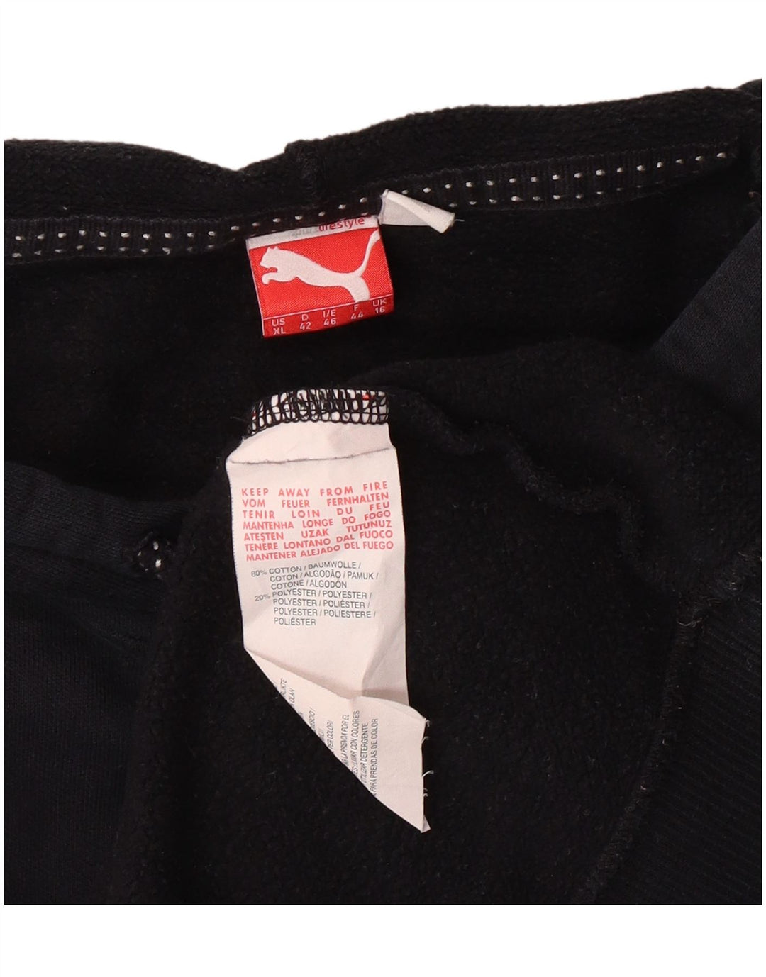 Puma Graphic Hoodie Jumper UK 16 Large Black Bomuld